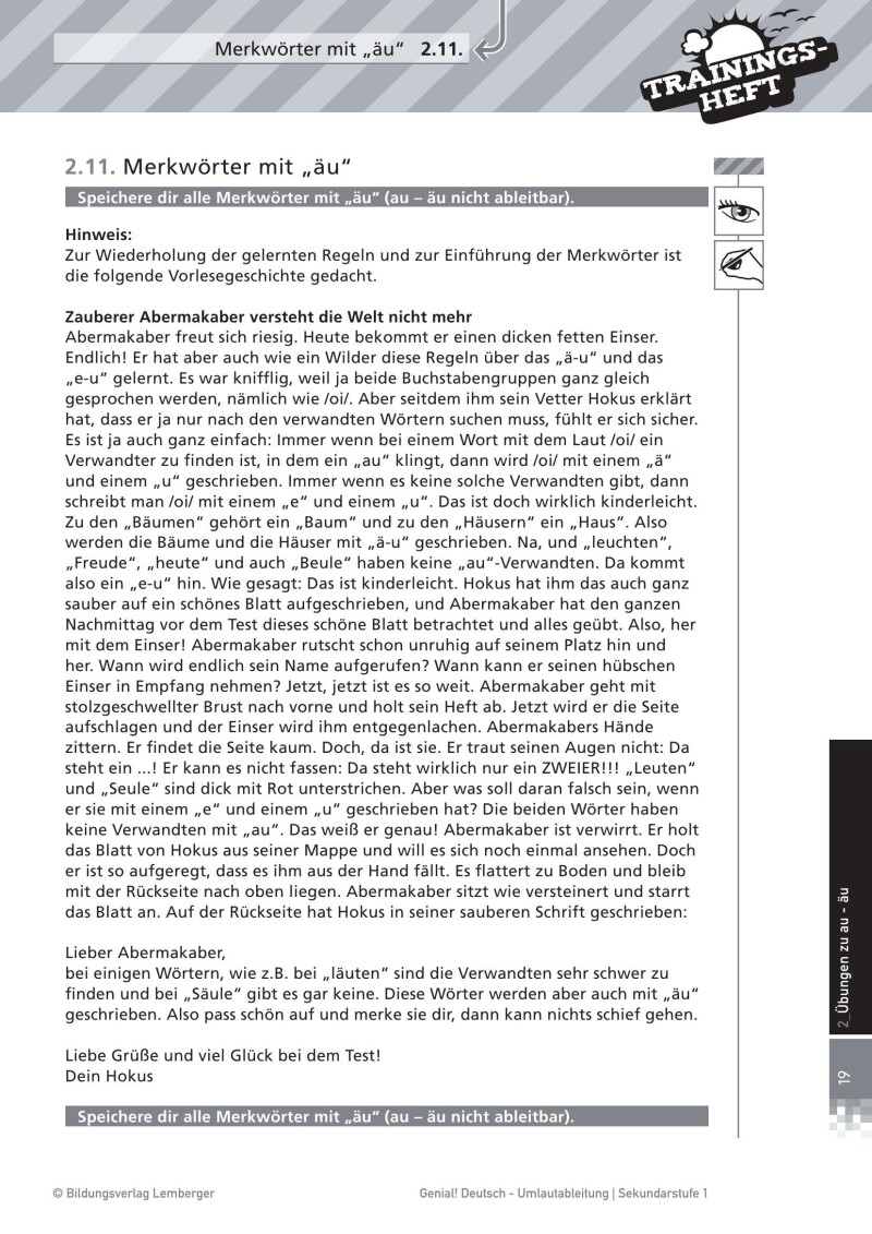 Genial! Deutsch – Trainingsheft Umlautableitung – Sek 1