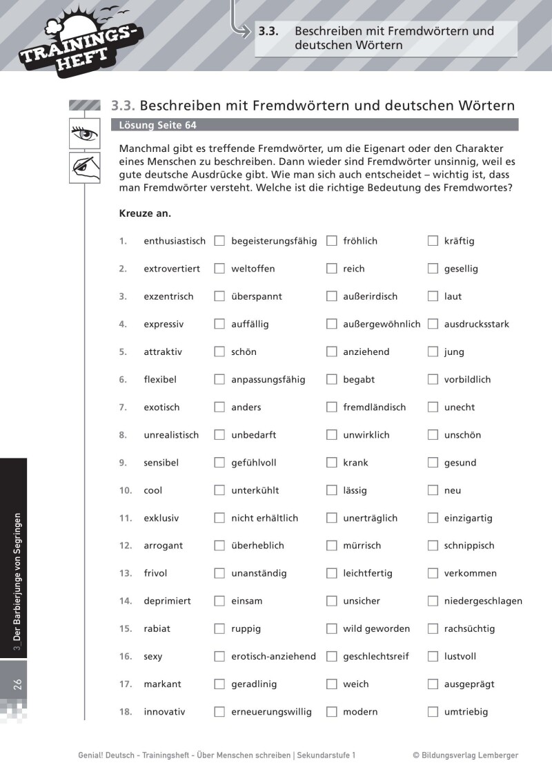 Genial! Deutsch – Trainingsheft Über Menschen schreiben: Schriftlich erzählen – Sek 1