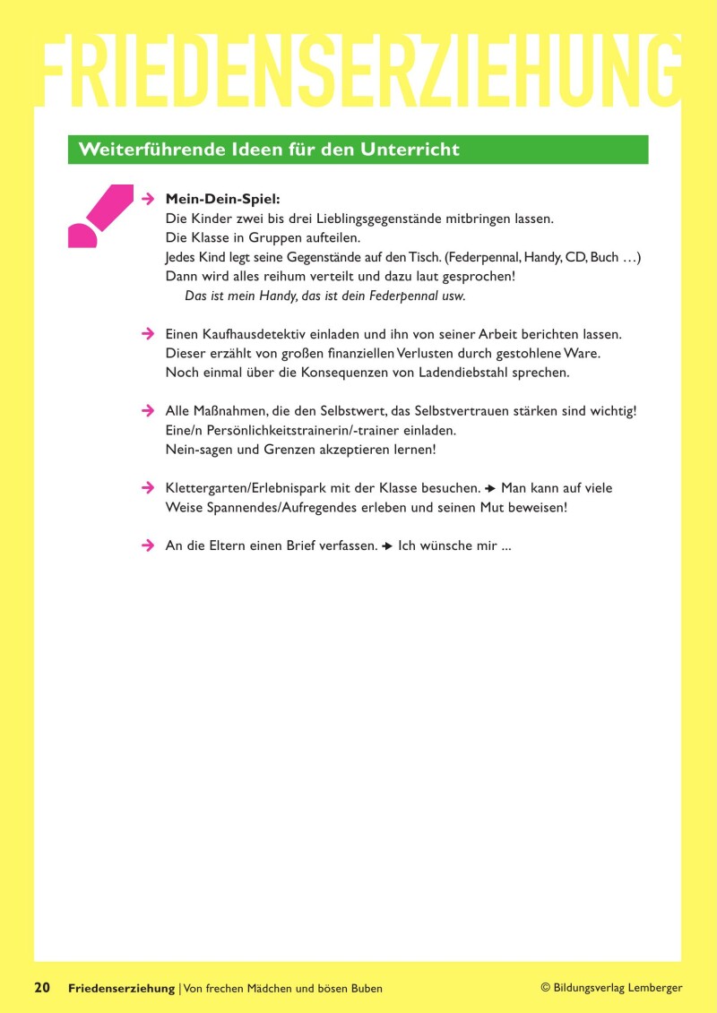 Friedenserziehung - Von frechen Mädchen und bösen Buben