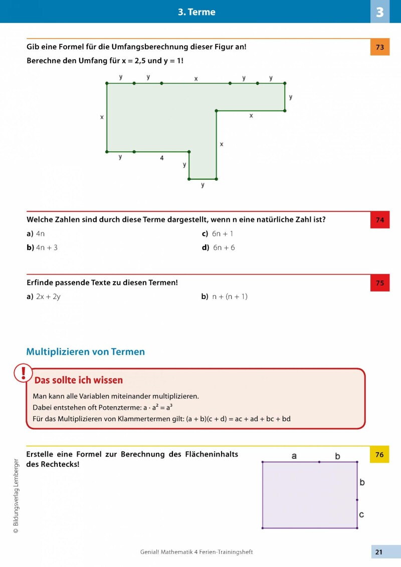 Genial! Mathematik 4 - Ich kann's!: Ferien-Trainings-Heft