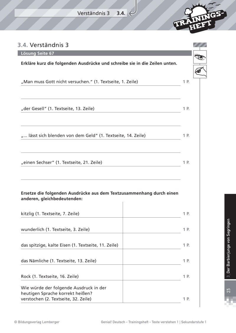 Genial! Deutsch – Trainingsheft Texte verstehen 1 – Literarische Texte und Lernkontrollen – Sek 1