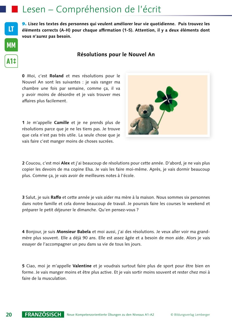 Französisch – Kompetenzorientierte Übungen zu den Niveaus A2-B1-B2 mit Übungen zu literarischen Texten im Anhang