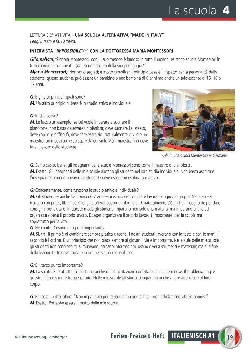 Ferien-Freizeitheft Italienisch A1