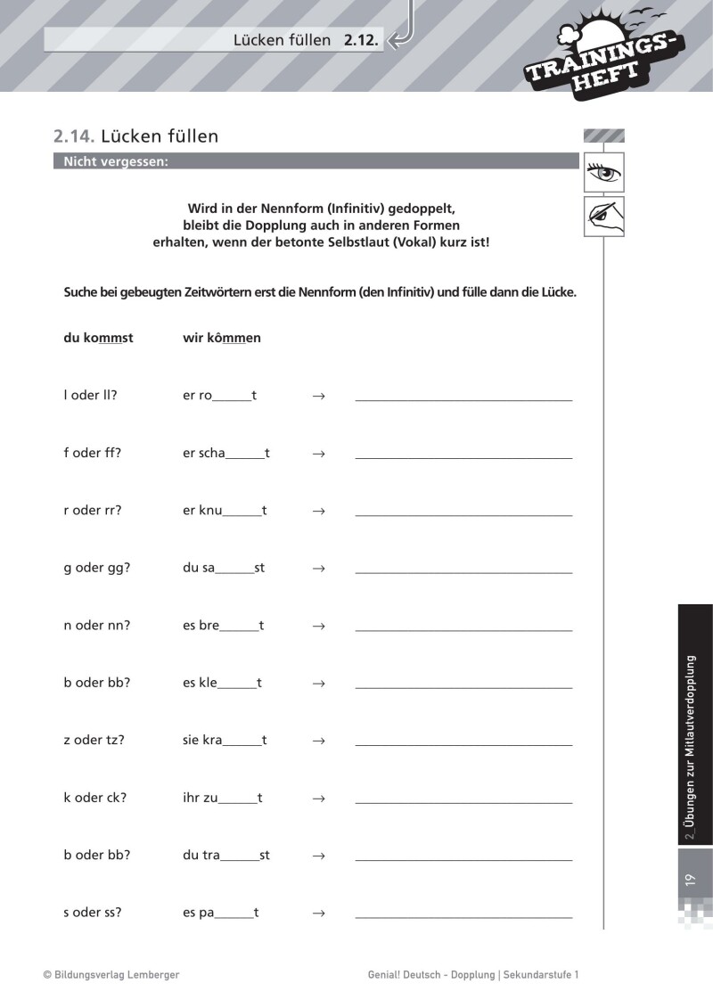 Genial! Deutsch – Trainingsheft Dopplung – Sek 1