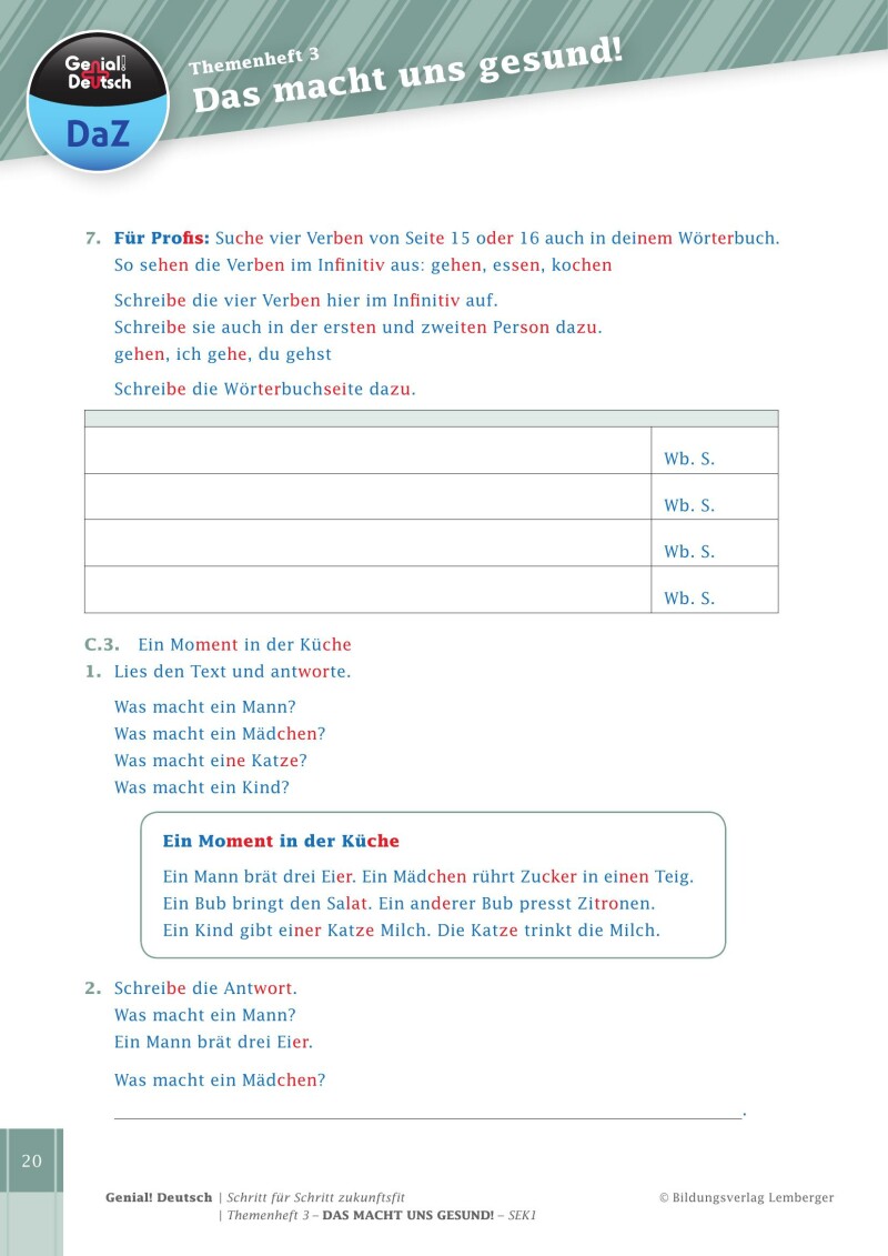 Genial! Deutsch DAZ - Schritt für Schritt zukunftsfit - Schulbuch - Themenheft 3 Sekundarstufe 1 - sibierte Ausgabe: Das macht uns gesund!