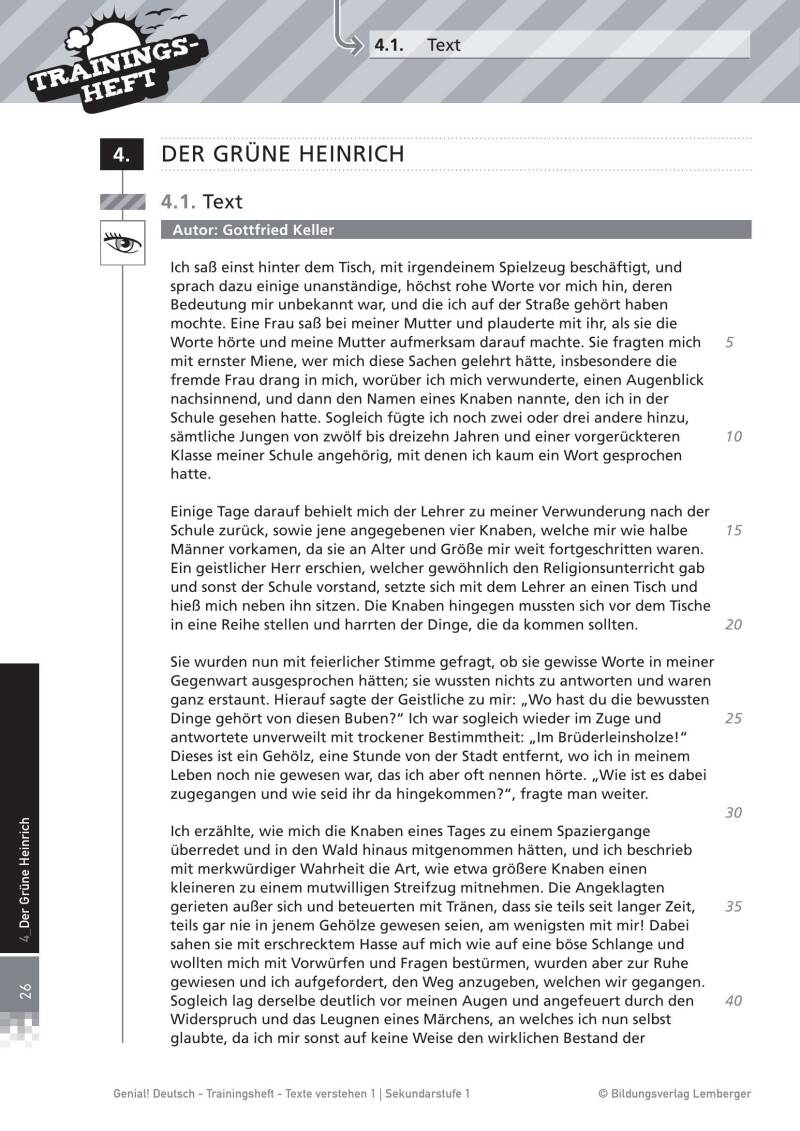 Genial! Deutsch – Trainingsheft Texte verstehen 1 – Literarische Texte und Lernkontrollen – Sek 1