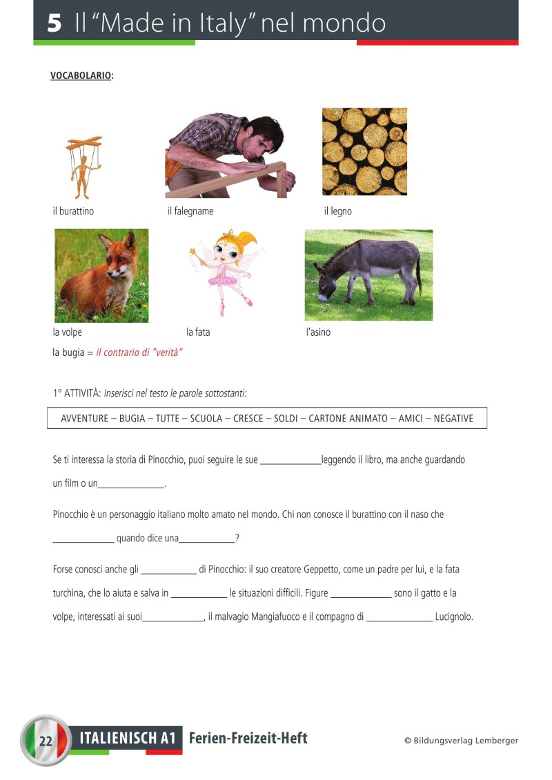 Ferien-Freizeitheft Italienisch A1