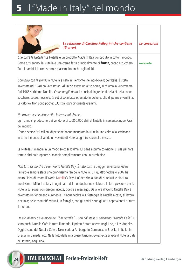 Ferien-Freizeitheft Italienisch A1