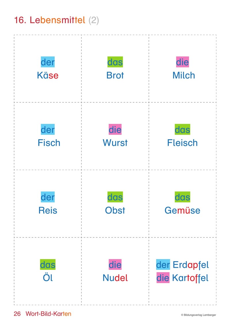 Genial! Deutsch – Schritt für Schritt zukunftsfit – Lesen und Schreiben im Gesamtunterricht inklusiv – Beiheft mit Wortkarten
