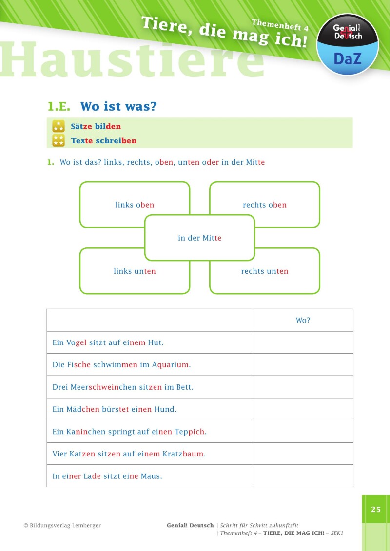 Genial! Deutsch DAZ - Schritt für Schritt zukunftsfit - Schulbuch - Themenheft 4 Sekundarstufe 1 - silbierte Ausgabe: Tiere, die mag ich!