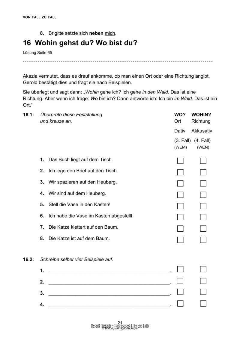 Genial! Deutsch – Trainingsheft Die vier Fälle – Sek 1