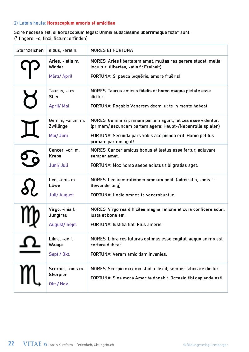 Vitae 6 / Ferienheft / Übungsbuch