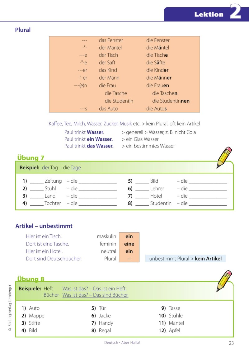 Deutsch - ABER HALLO! Grammatikübungen Grundstufe