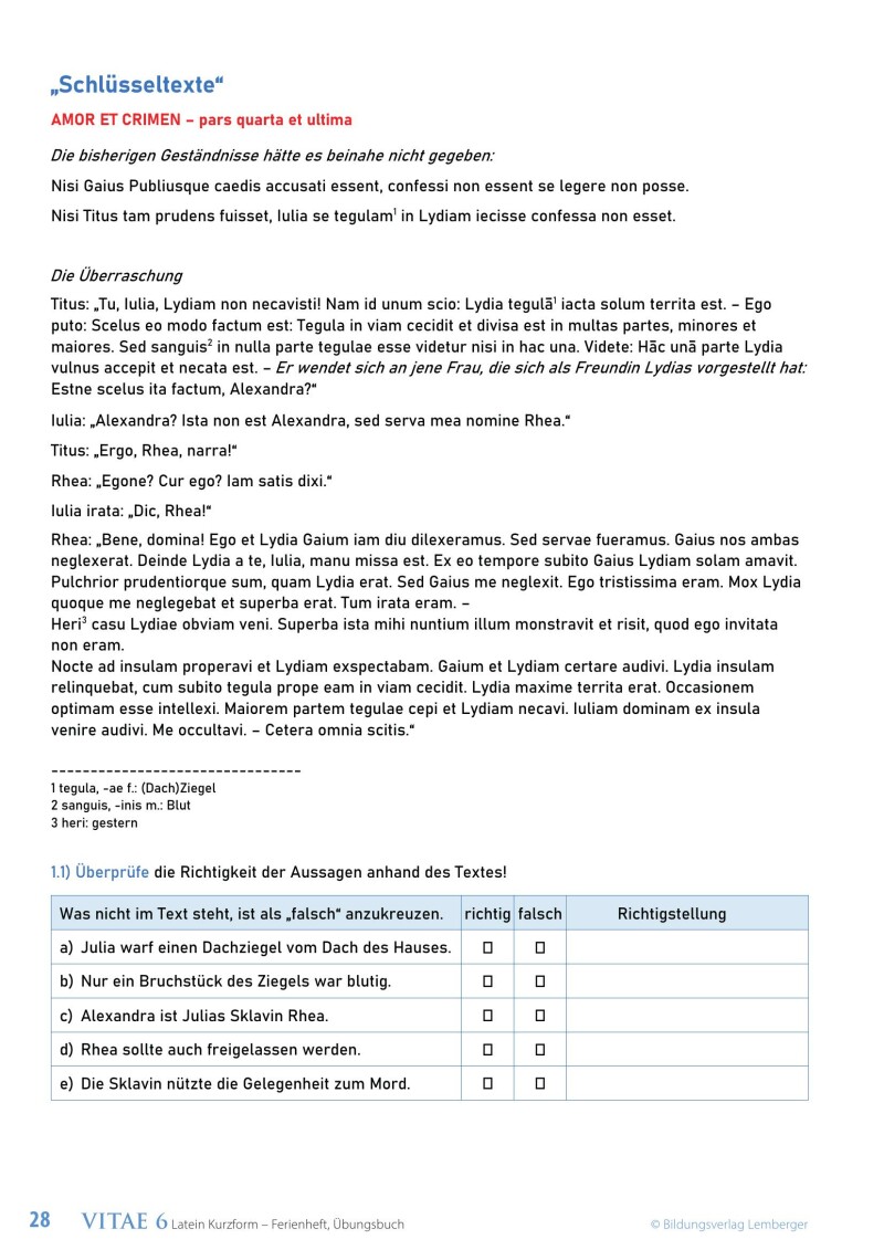 Vitae 6 / Ferienheft / Übungsbuch