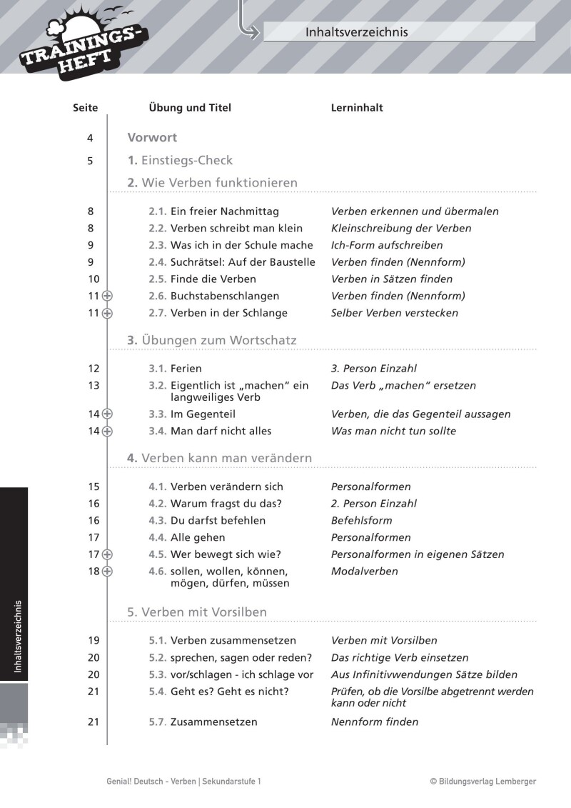 Genial! Deutsch – Trainingsheft Verben – Sek 1