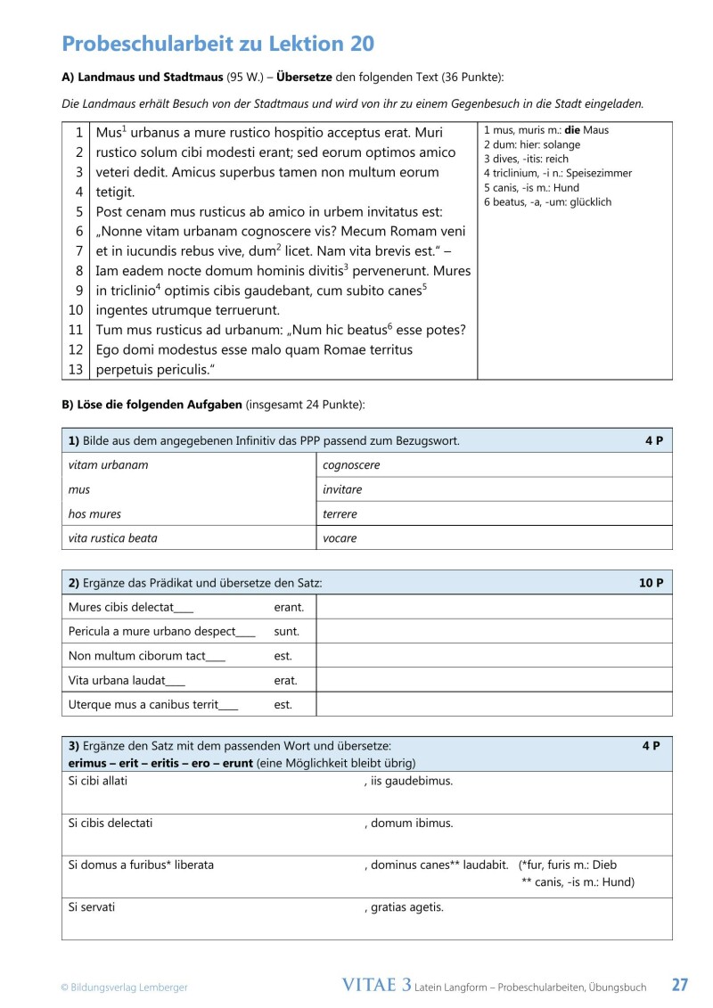 Vitae 3 / Probeschularbeiten