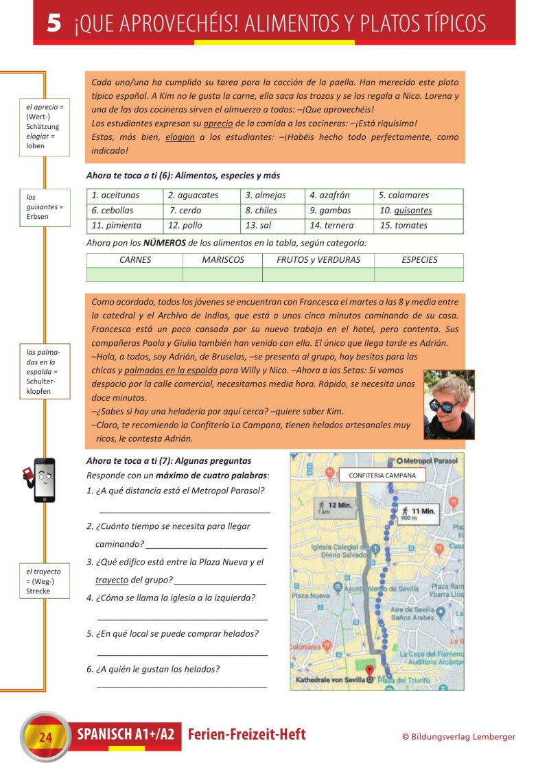Spanisch – Ferien-Freizeit-Heft A1+/A2