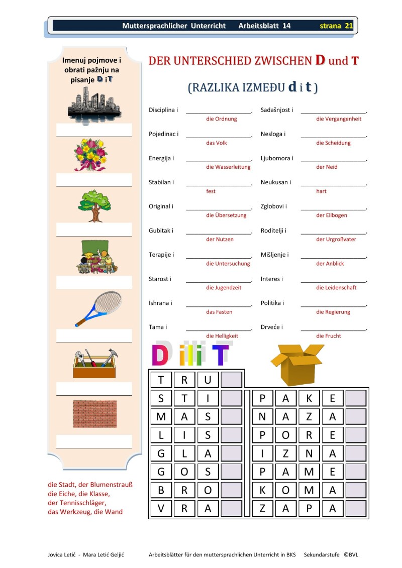 Arbeitsblätter für den muttersprachlichen Unterricht in BKS 2 / Radni listovi za nastavu BKS 2