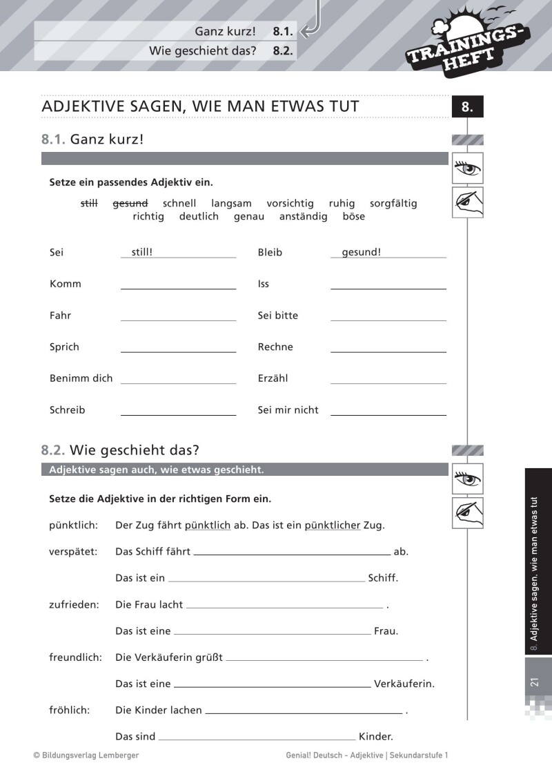 Genial! Deutsch – Trainingsheft Adjektive – Sek 1