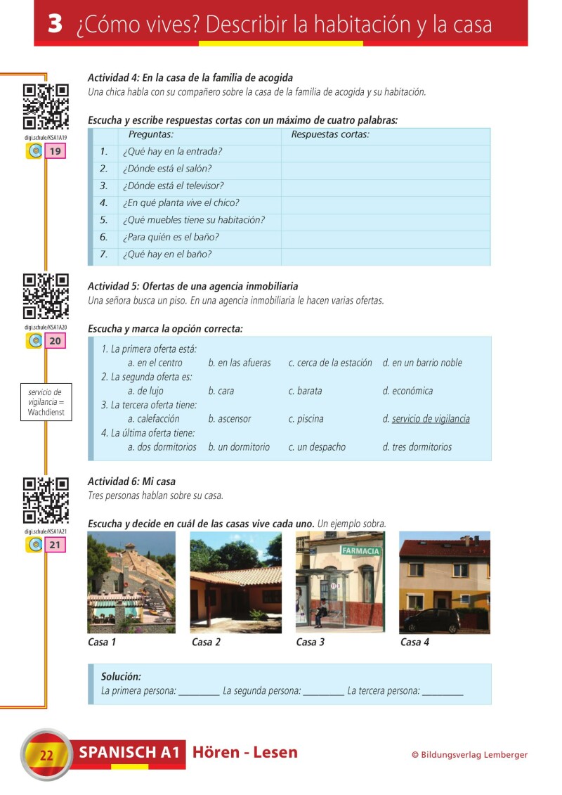 Spanisch A1 Hören-Lesen_Arbeitsbuch inkl. Audio-CD