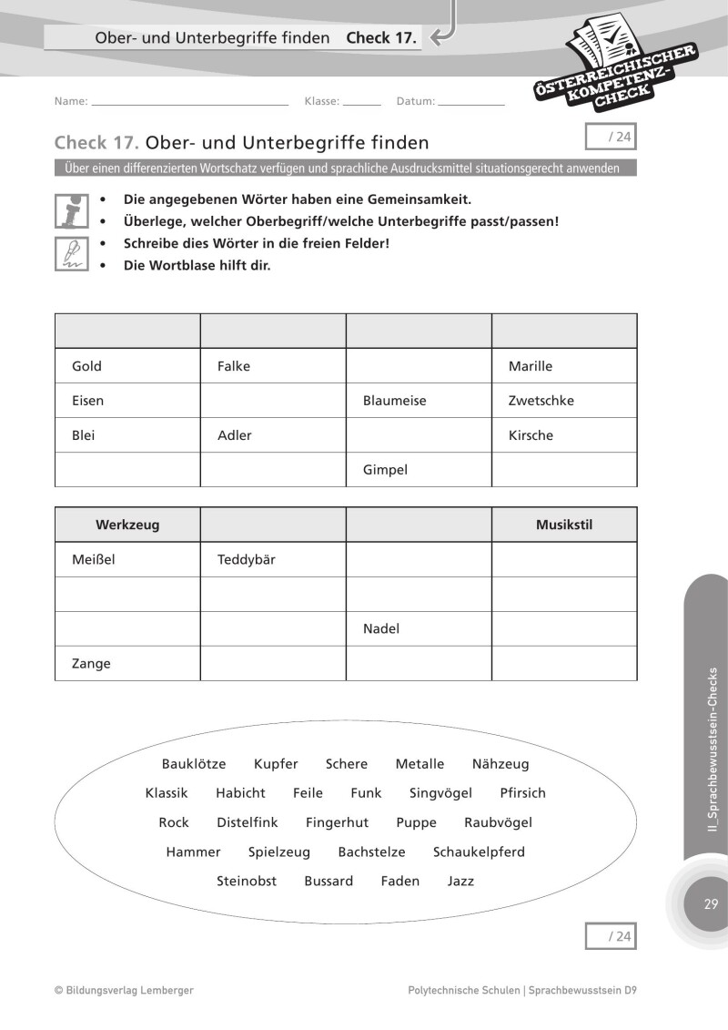 Genial! Deutsch – Evaluation: Österreichischer Kompetenz-Check Sprachbewusstsein D9, PTS
