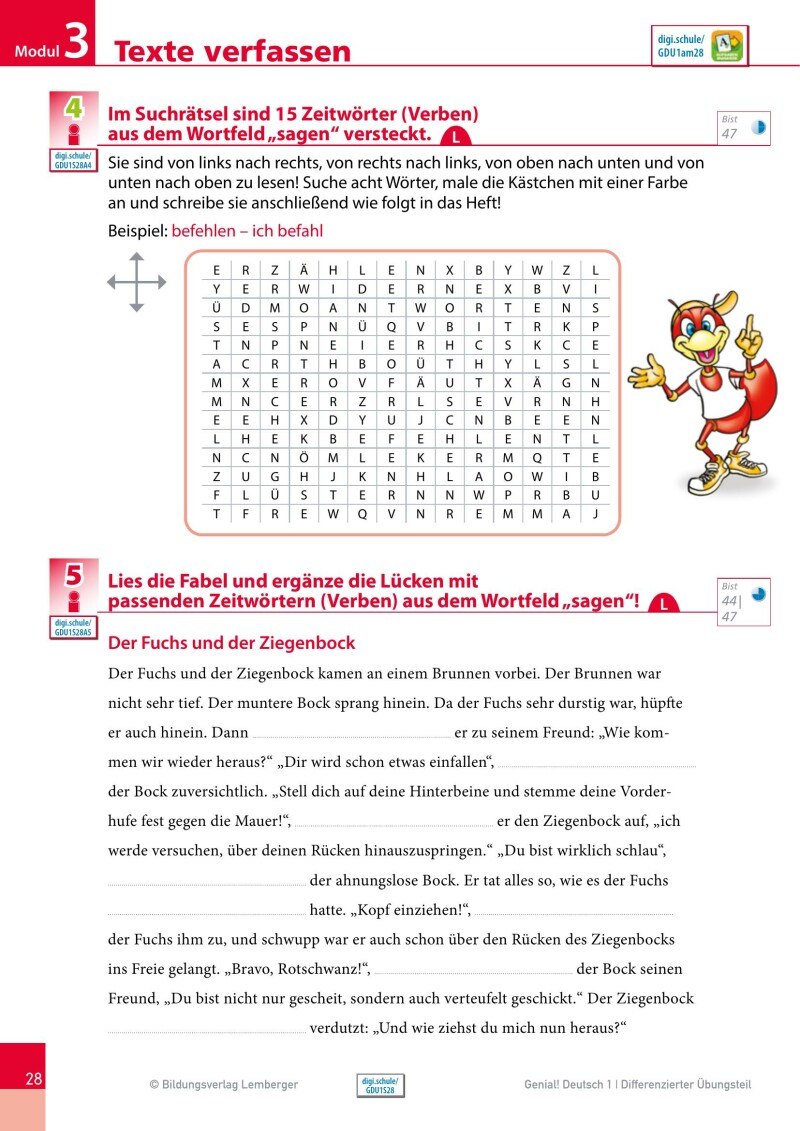 Genial! Deutsch 1 – Sprachbuch IKT / Schulbuch Differenzierter Übungsteil – Classic