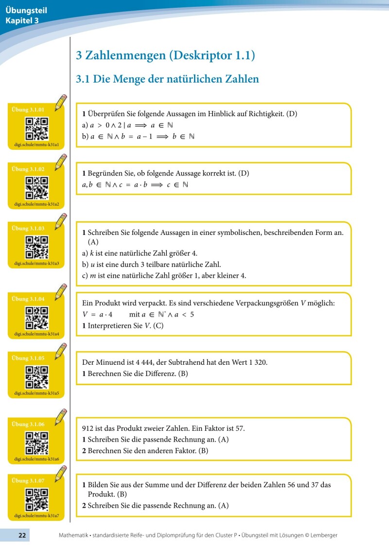 Mathematik-Maturatraining für BAfEP und BASOP - Übungsteil mit Lösungen
