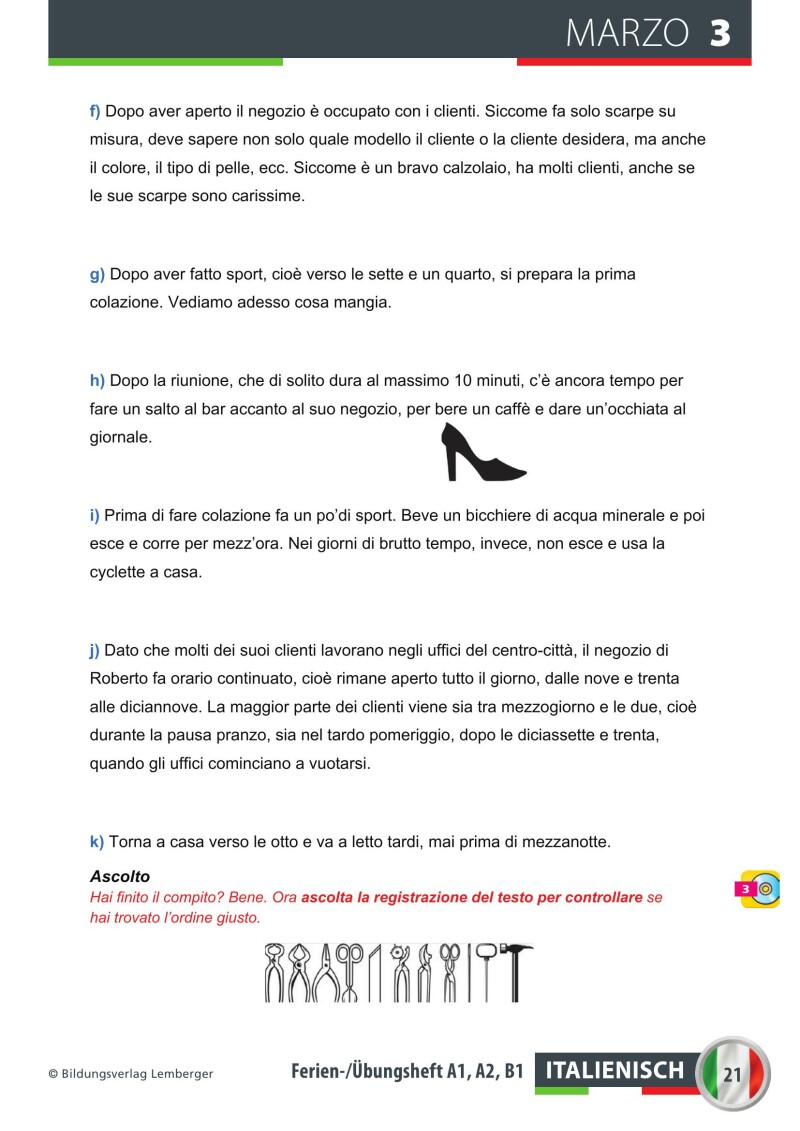 Ferien-Freizeit-Heft Italienisch A1, A2, B1 mit mp3-Dateien