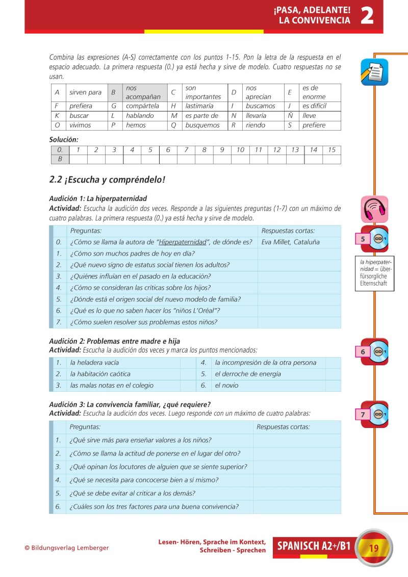 Spanisch A2+/B1 Lesen-Hören, Sprache im Kontext, Schreiben-Sprechen_Arbeitsbuch inkl. 2 Audio-CDs