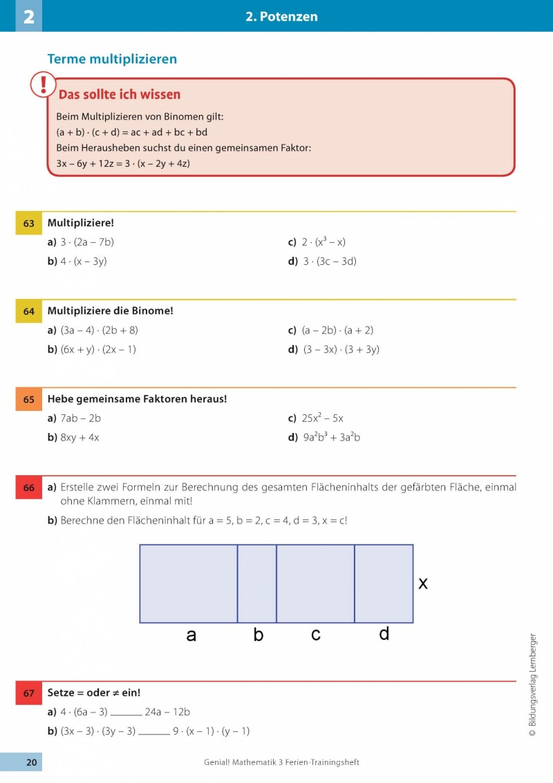 Genial! Mathematik 3 - Ich kann's!: Ferien-Trainings-Heft