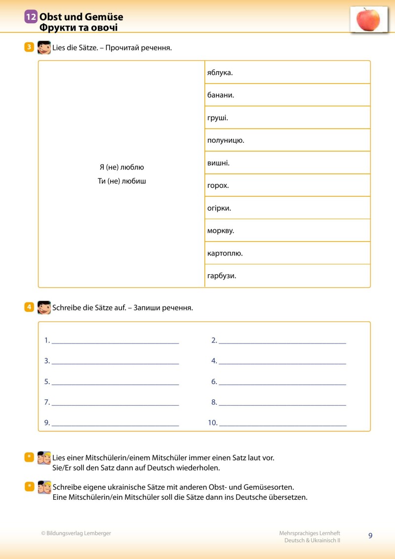 Trutnovskys sprachsensible Lernmaterialien für DaZ – Mehrsprachiges Lernheft 2 – Deutsch & Ukrainisch