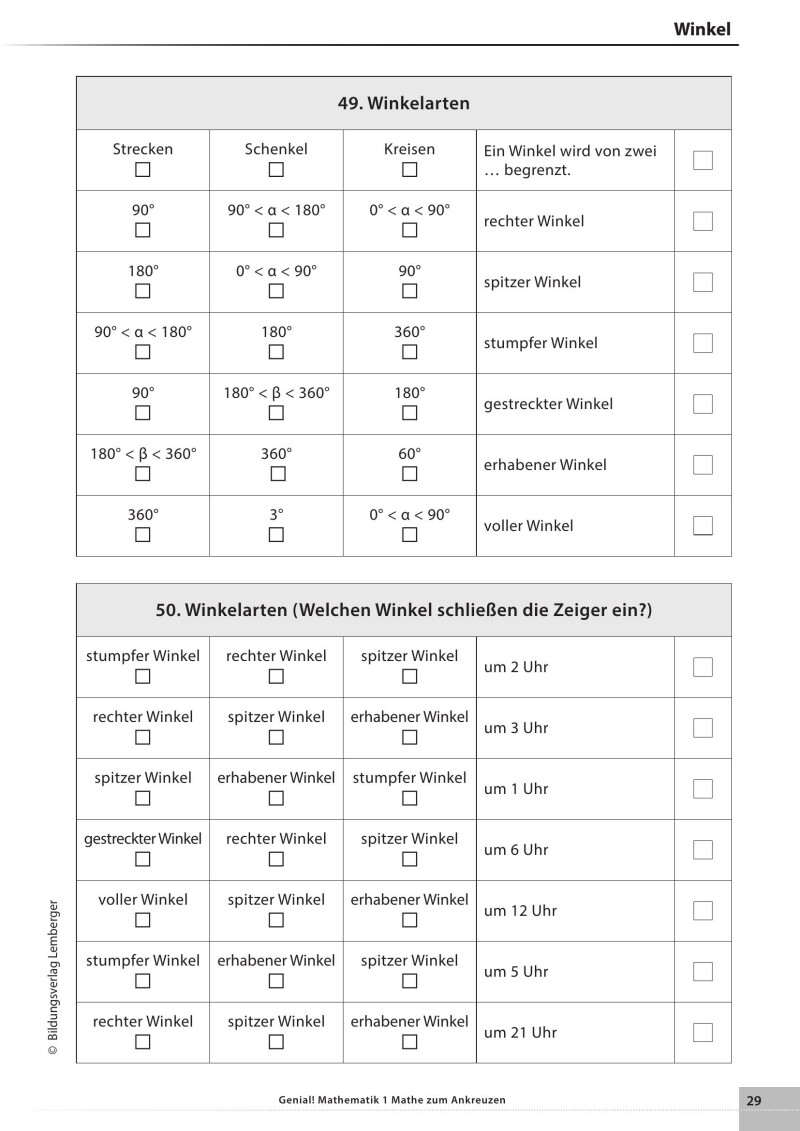 Genial! Mathematik – Kopiervorlagen 1: Mathe zum Ankreuzen 1 LP’23