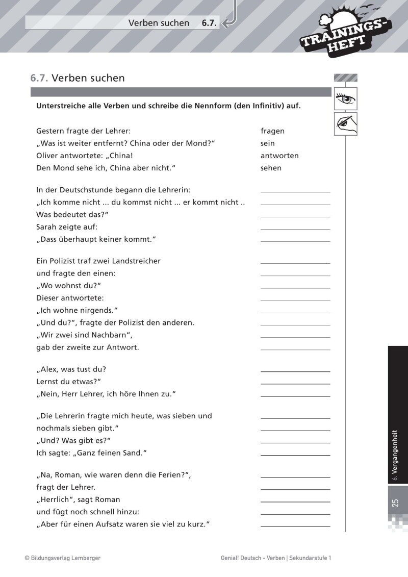 Genial! Deutsch – Trainingsheft Verben – Sek 1
