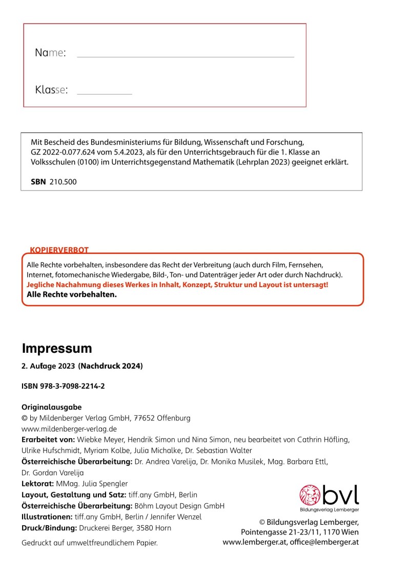 DAS Mathebuch 1 LP’23 v1.1 / Arbeitsheft_silbierte Ausgabe