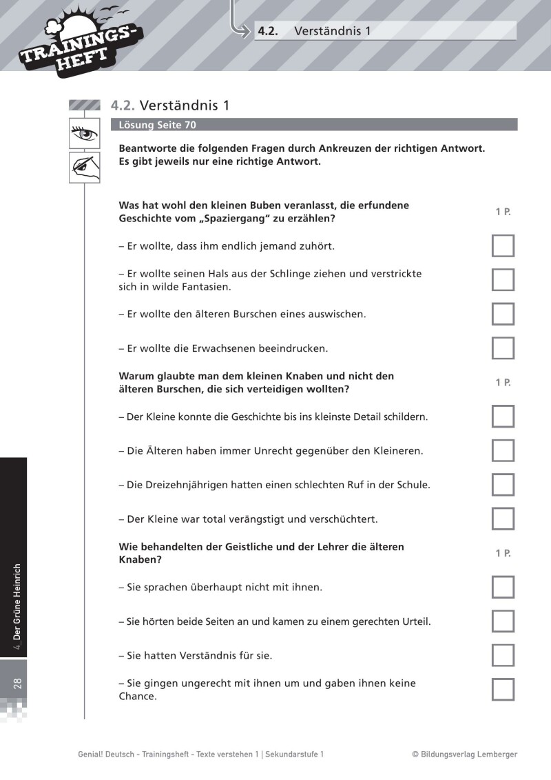 Genial! Deutsch – Trainingsheft Texte verstehen 1 – Literarische Texte und Lernkontrollen – Sek 1
