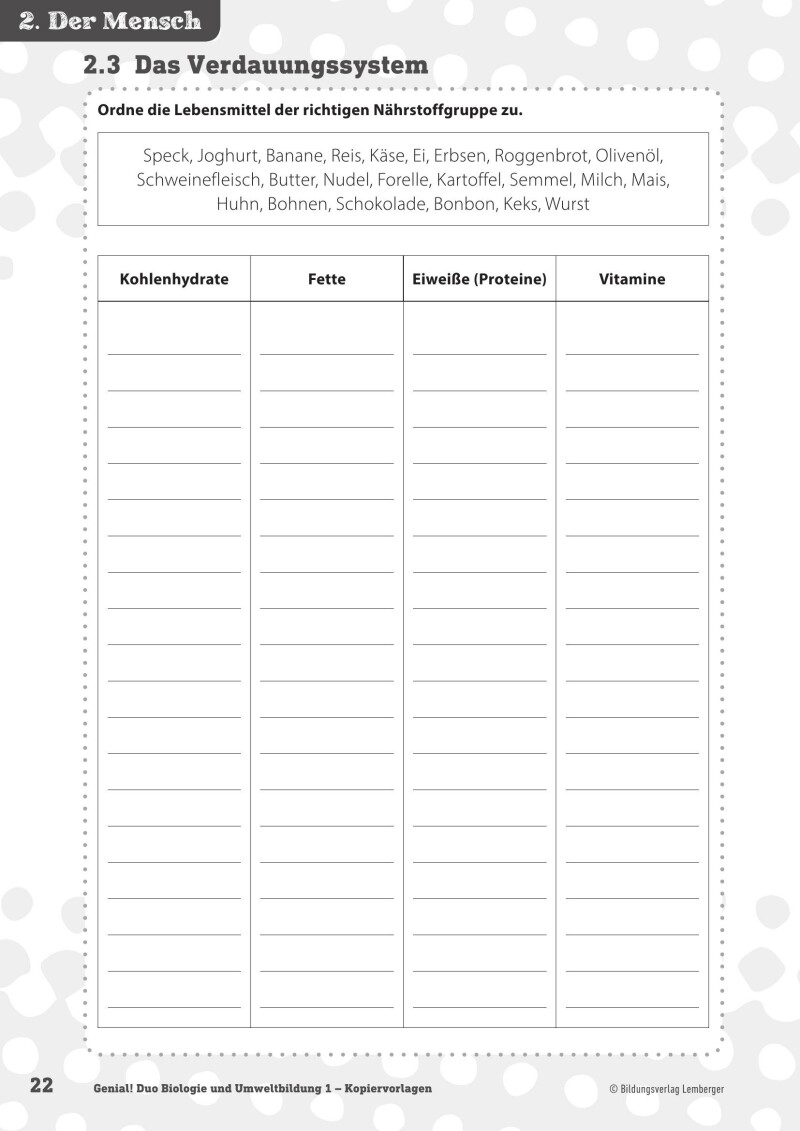 Genial! DUO Biologie 1_LP’23 – Kopiervorlagen