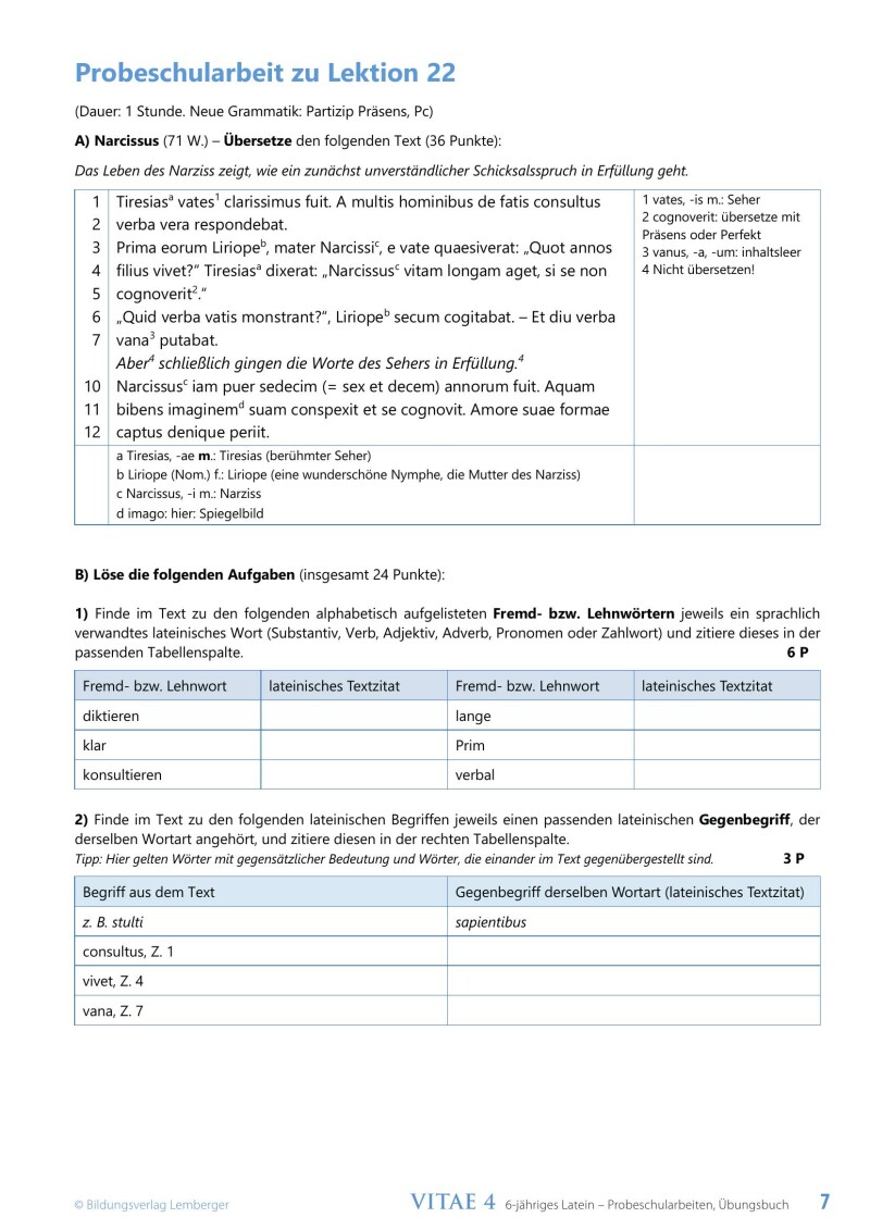 Vitae 4 / Probeschularbeiten