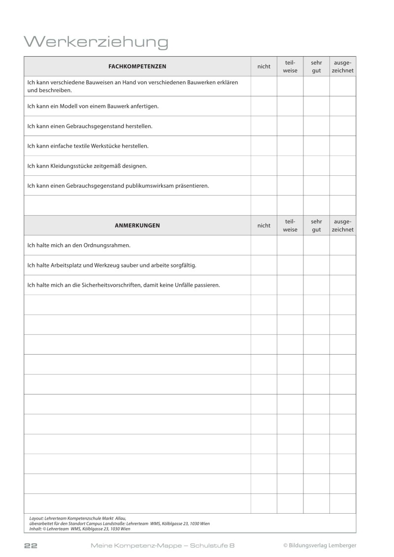 Kompetenz Lernen® - future training - Meine Kompetenz-Mappe 4. Klasse