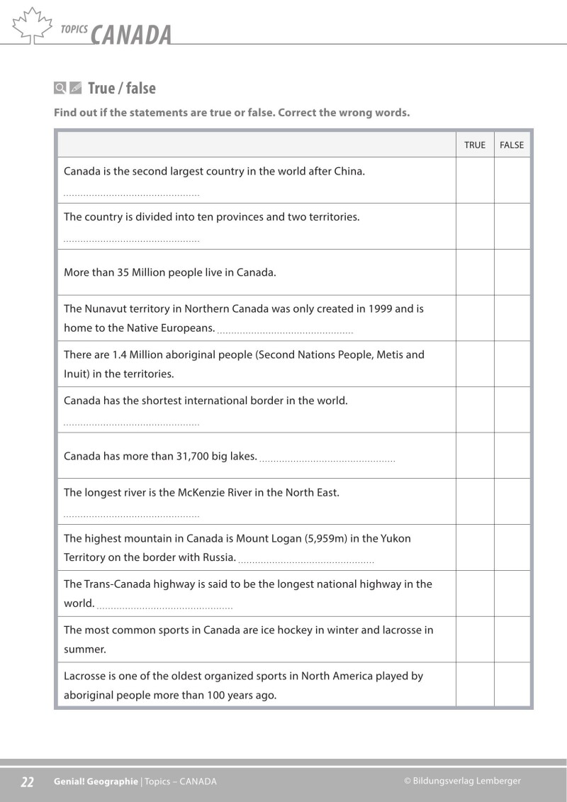Genial! GW 4 – topics 1: Canada