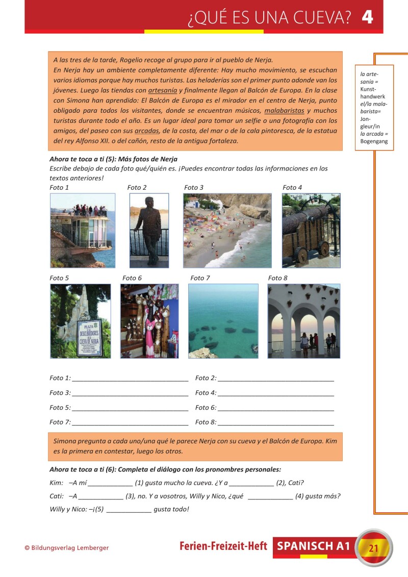 Spanisch – Ferien-Freizeit-Heft A1
