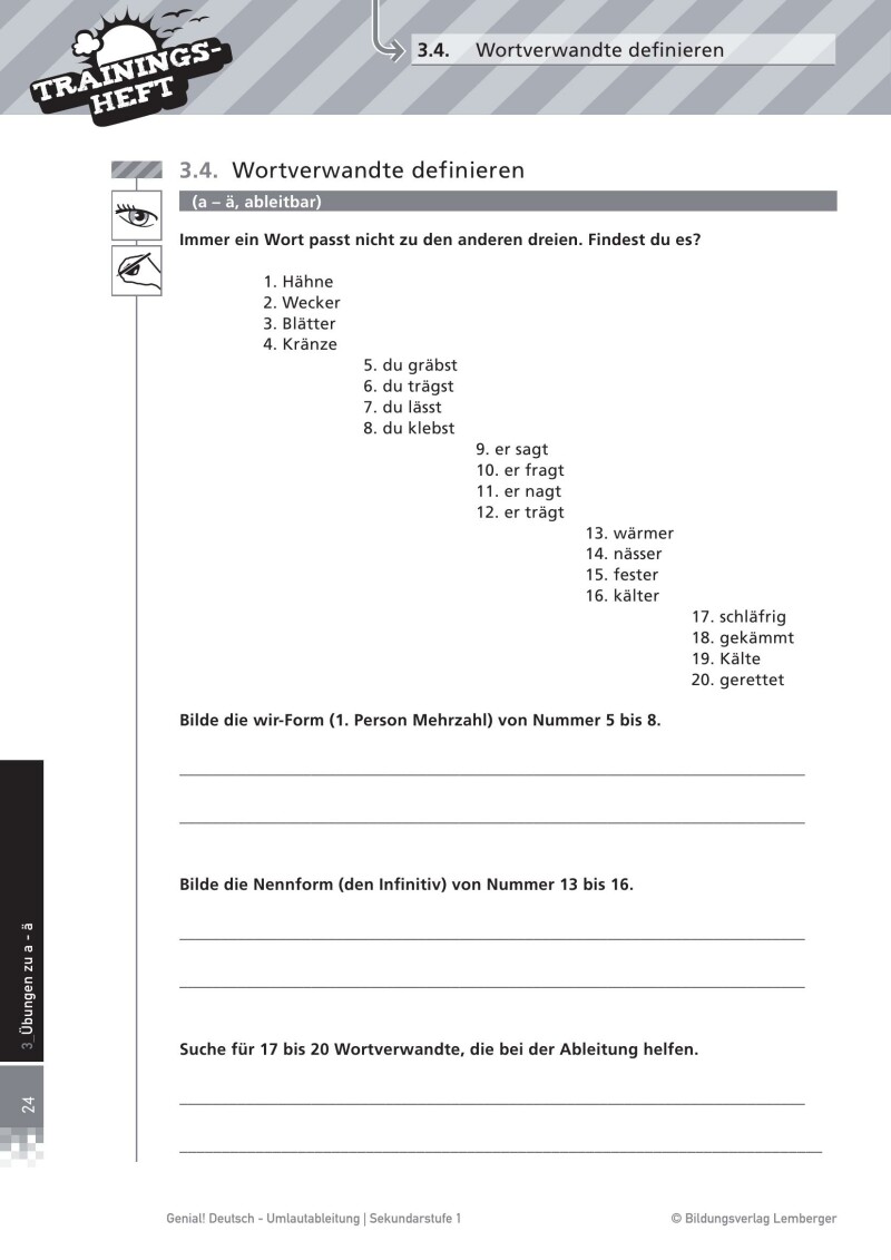 Genial! Deutsch – Trainingsheft Umlautableitung – Sek 1
