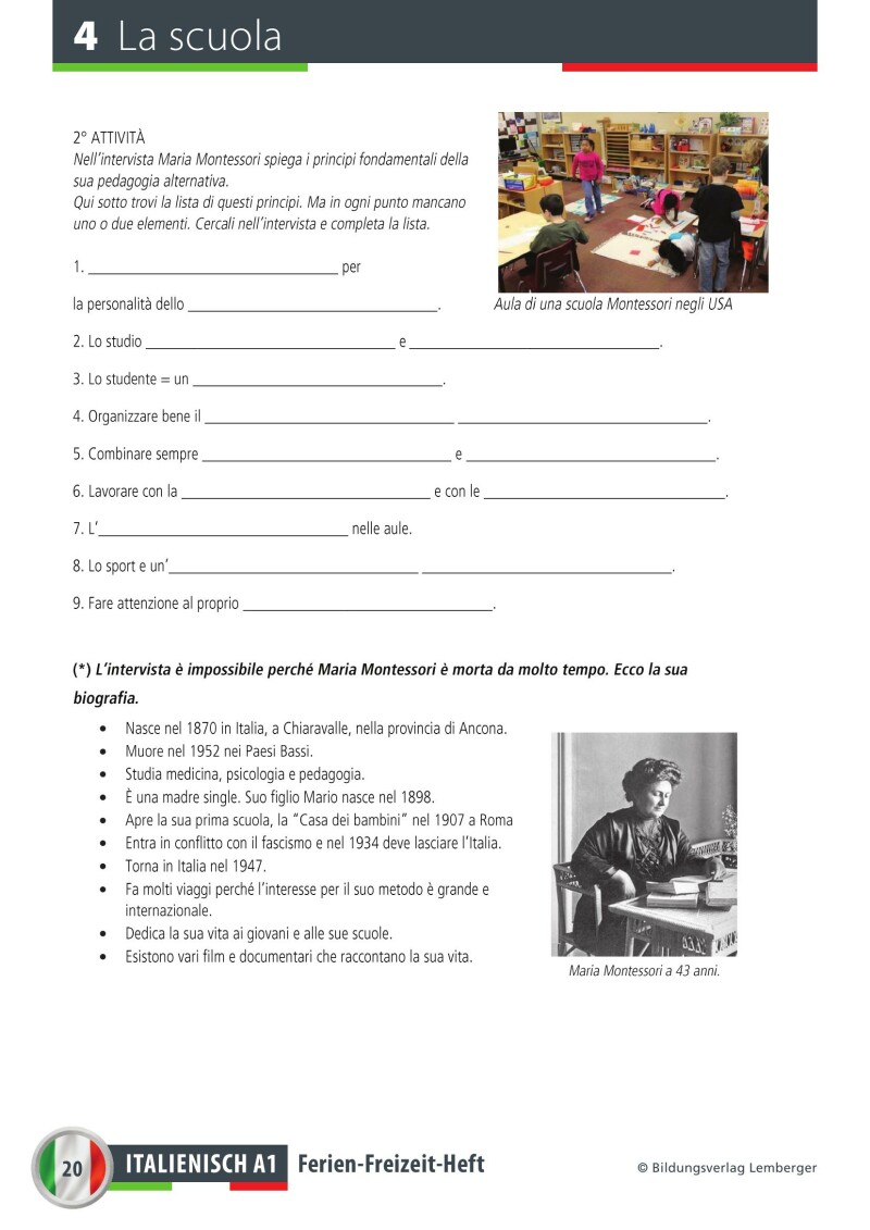 Ferien-Freizeitheft Italienisch A1