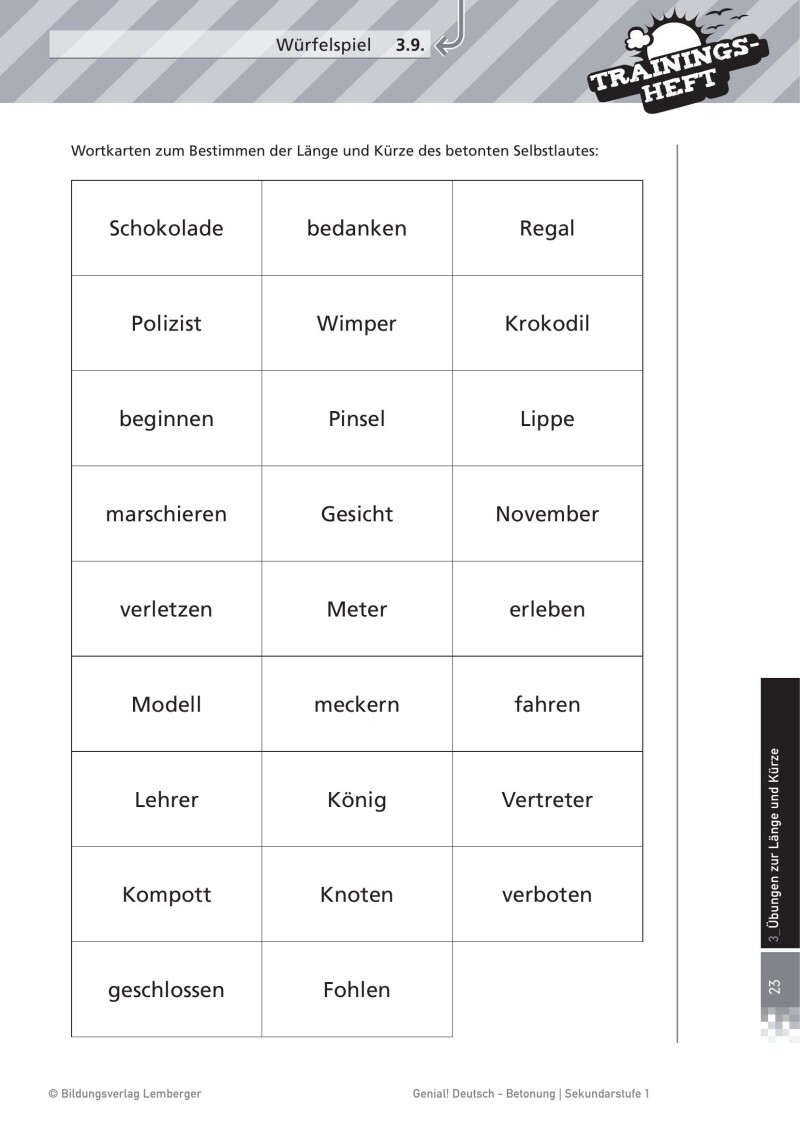 Genial! Deutsch – Trainingsheft Betonung – Sek 1