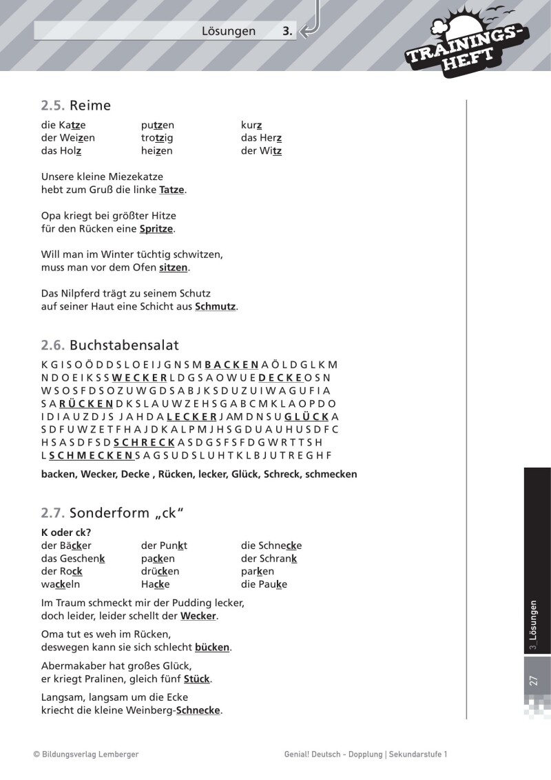 Genial! Deutsch – Trainingsheft Dopplung – Sek 1