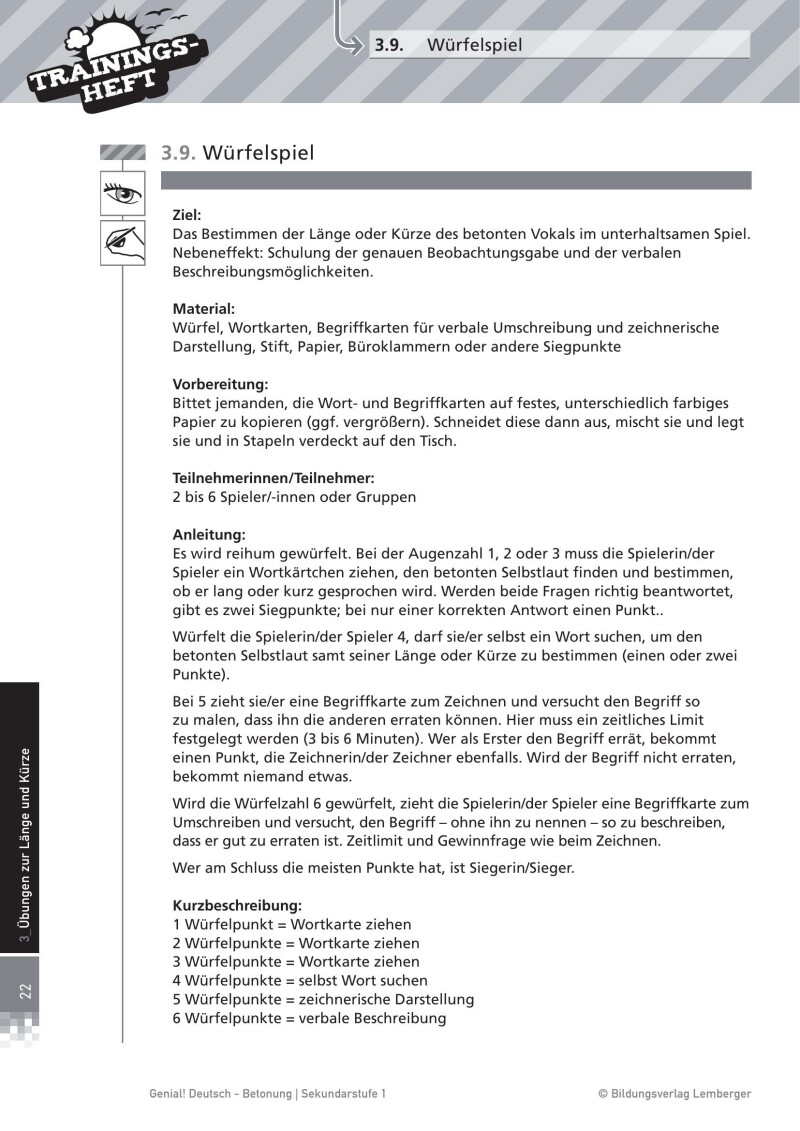 Genial! Deutsch – Trainingsheft Betonung – Sek 1