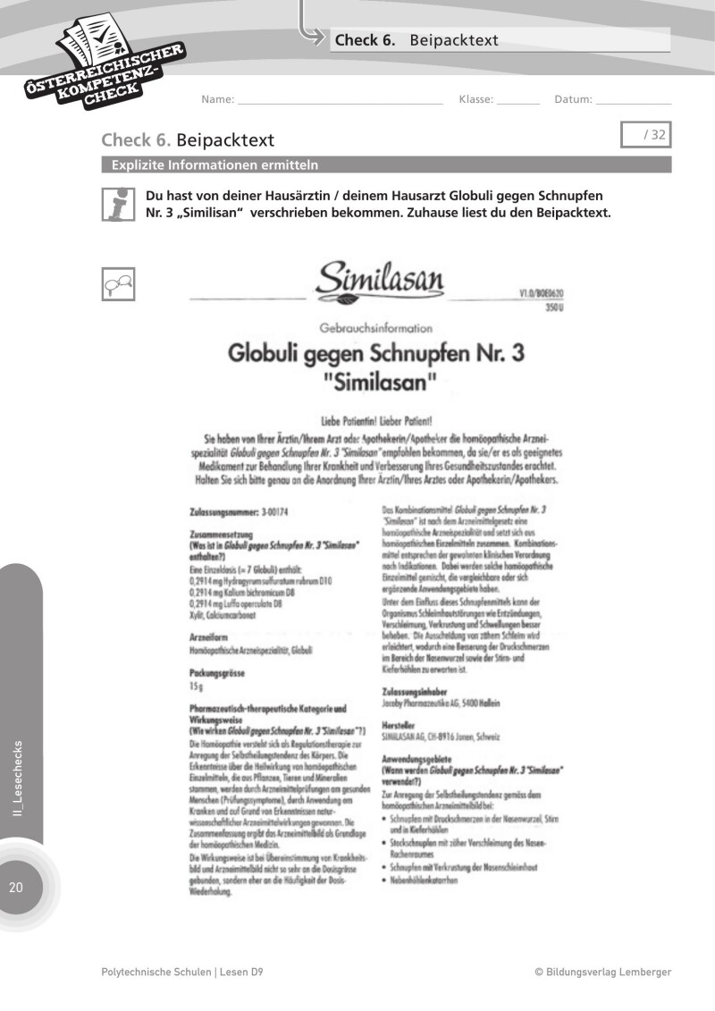 Genial! Deutsch – Evaluation: Österreichischer Kompetenz-Check Lesen D9, PTS