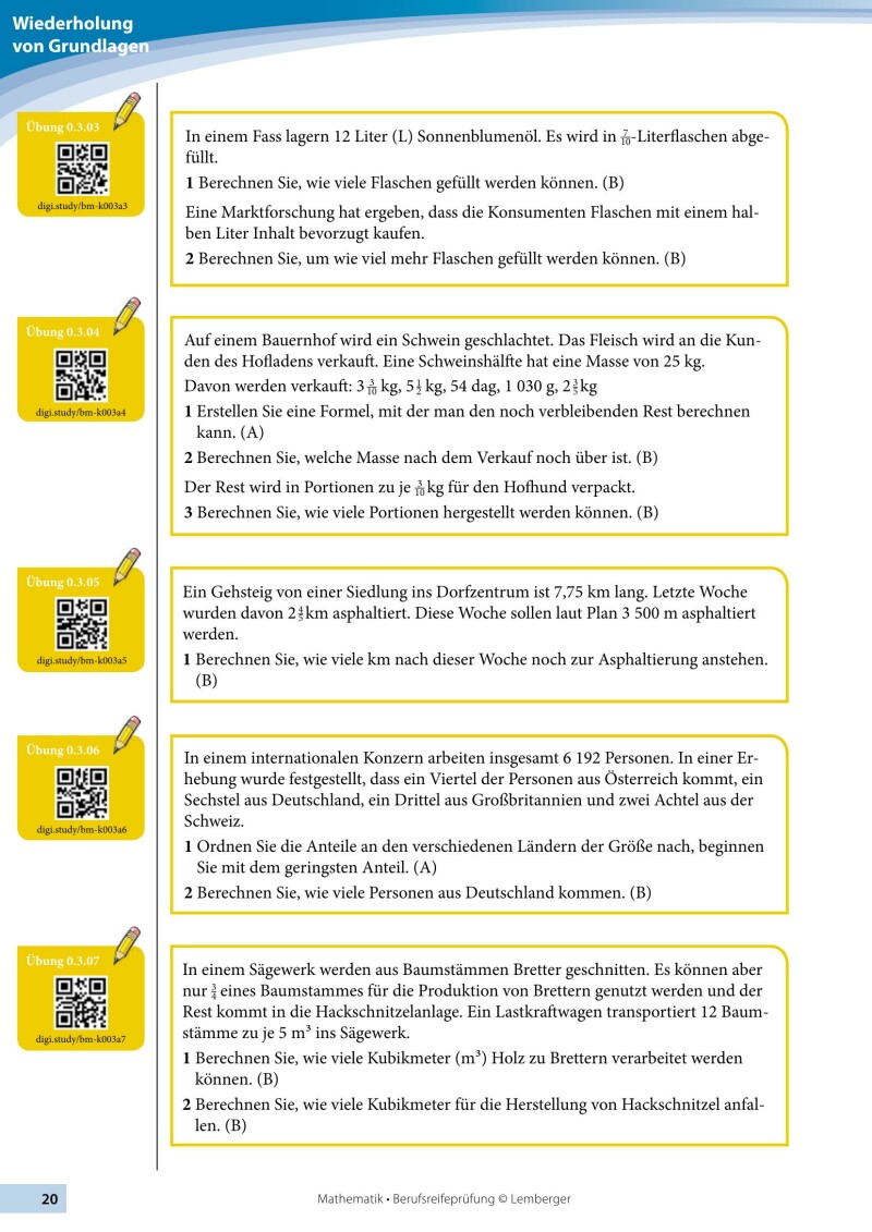 Berufsreifeprüfung Mathematik - Erarbeitungsteil BFI