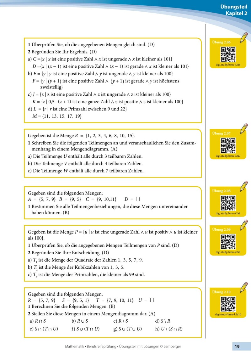 Berufsreifeprüfung Mathematik - Übungsteil mit Lösungen BFI