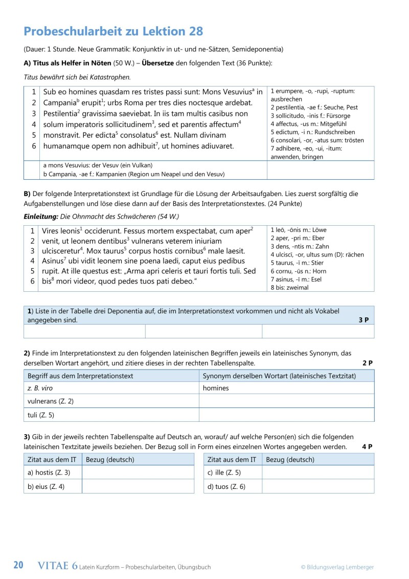 Vitae 6 / Probeschularbeiten