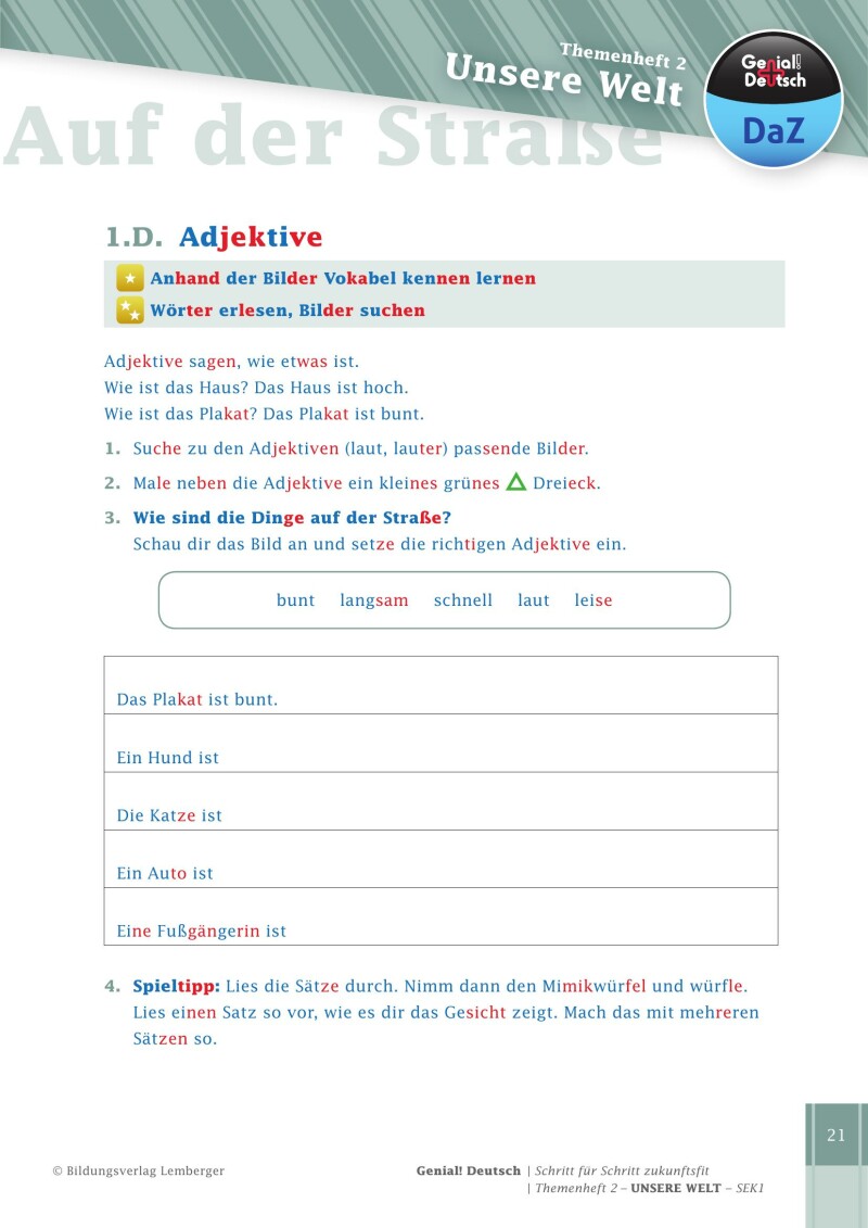 Genial! Deutsch DAZ - Schritt für Schritt zukunftsfit - Schulbuch - Themenheft 2 Sekundarstufe 1 - silbierte Ausgabe: Unsere Welt